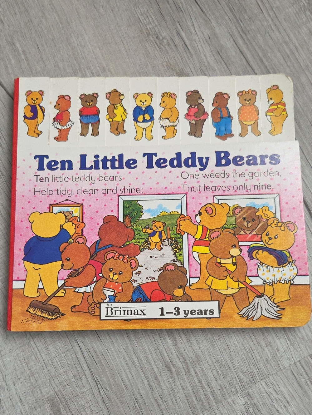 Ten Little Teddy Bears Board Book - Colorful Bears Brimax 1989